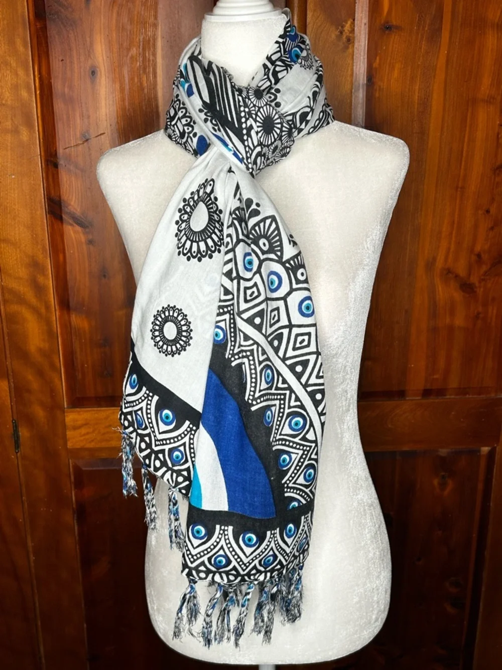 Brazilian Evil Eye Owl Print Mandala Sarong Beach Cover Up Scarf Shawl Wrap Boho